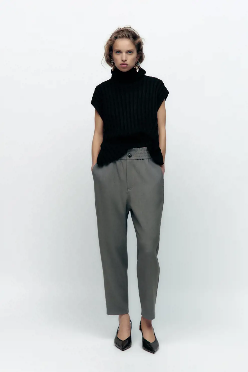 pantalones de Zara que estilizan recto paperbag recto