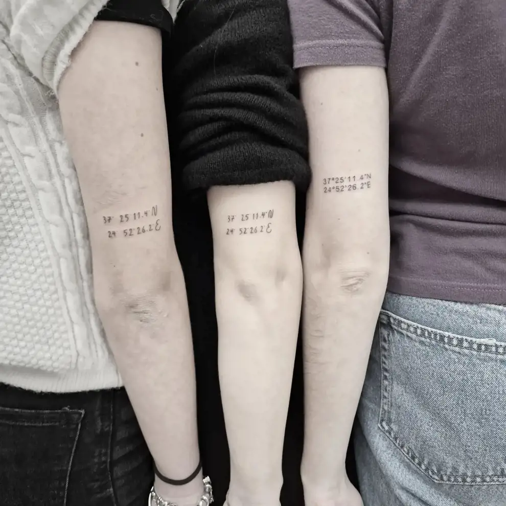 Tatuajes minimalistas familia: coordenadas
