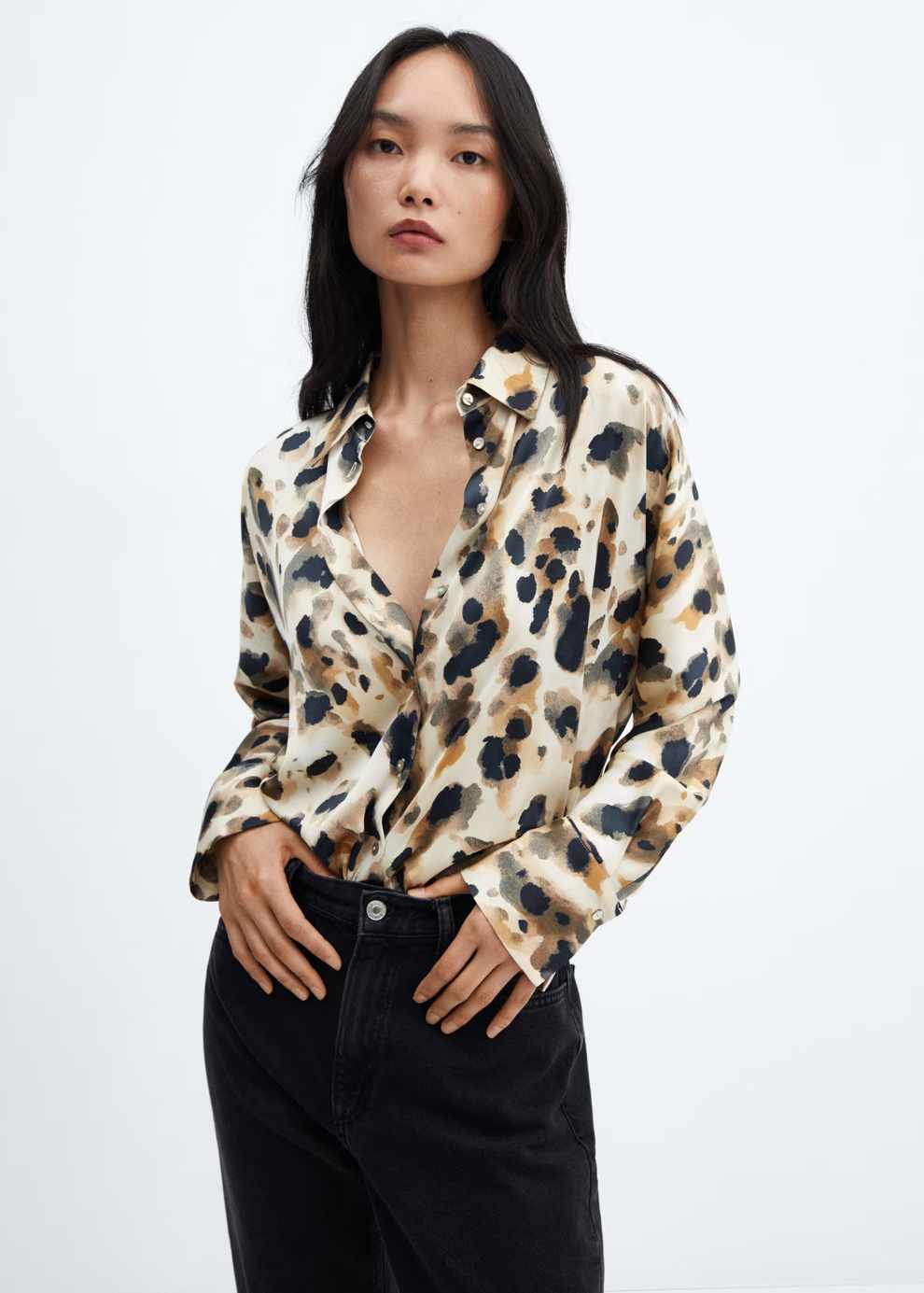 camisa leopardo Mango