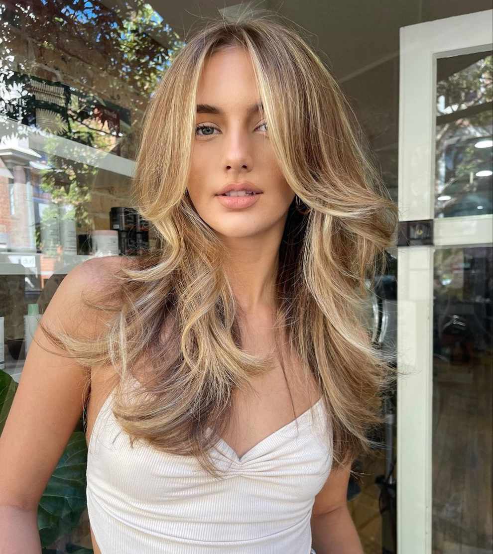 Balayage miel en corte a capas